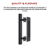 12" Square Pull and Flush Door Handle Set Black Barn Door Hardware