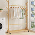 Portable Clothes Rack Coat Garment Stand Bamboo Rail Hanger Airer Closet