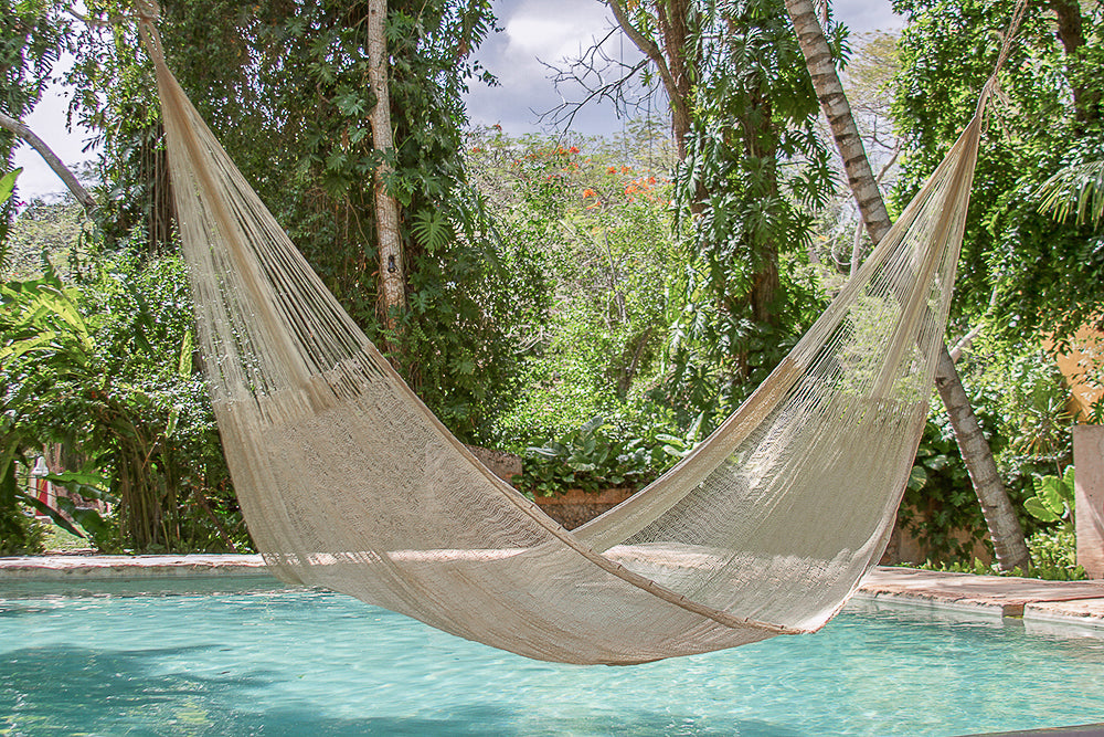 Queen Size Super Nylon Mexican Hammock in Cream Colour