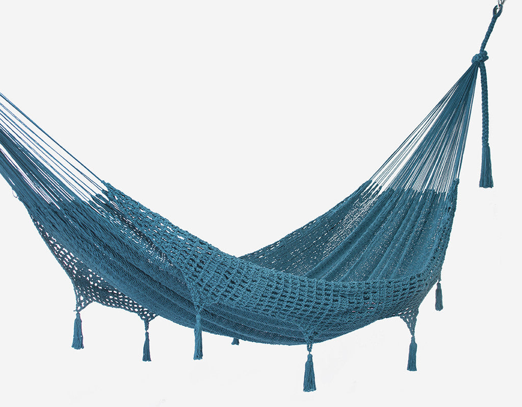 Outdoor undercover cotton  hammock with hand crocheted tassels King Size Bondi