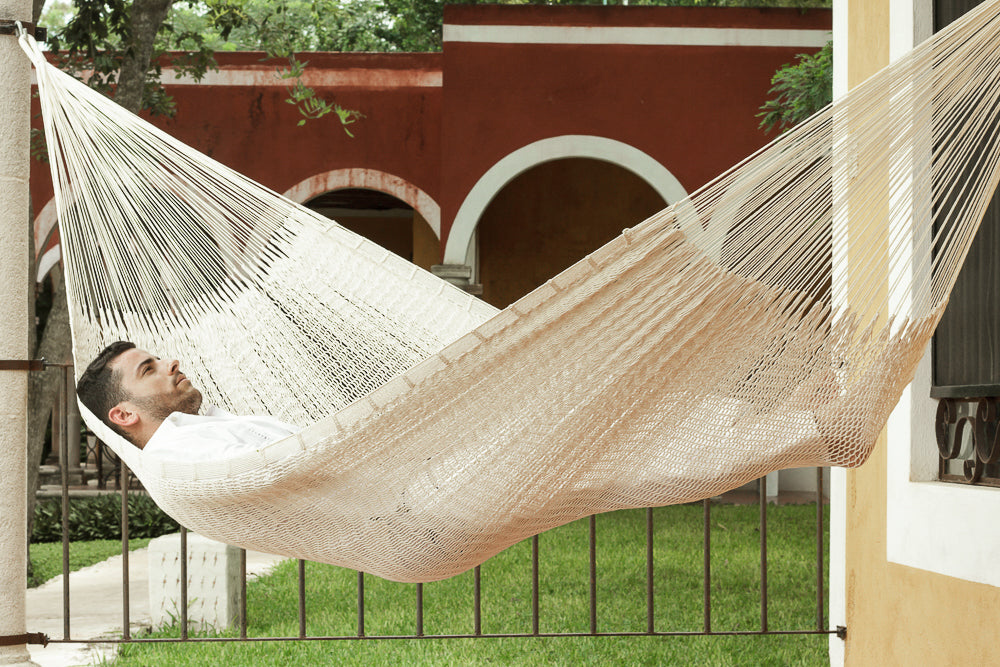 Outdoor undercover cotton Mayan Legacy hammock Family size Marble