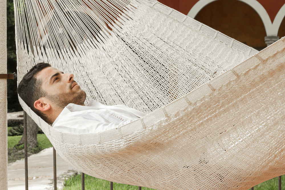 Queen Size Outdoor Cotton Mexican Hammock in Marble Colour