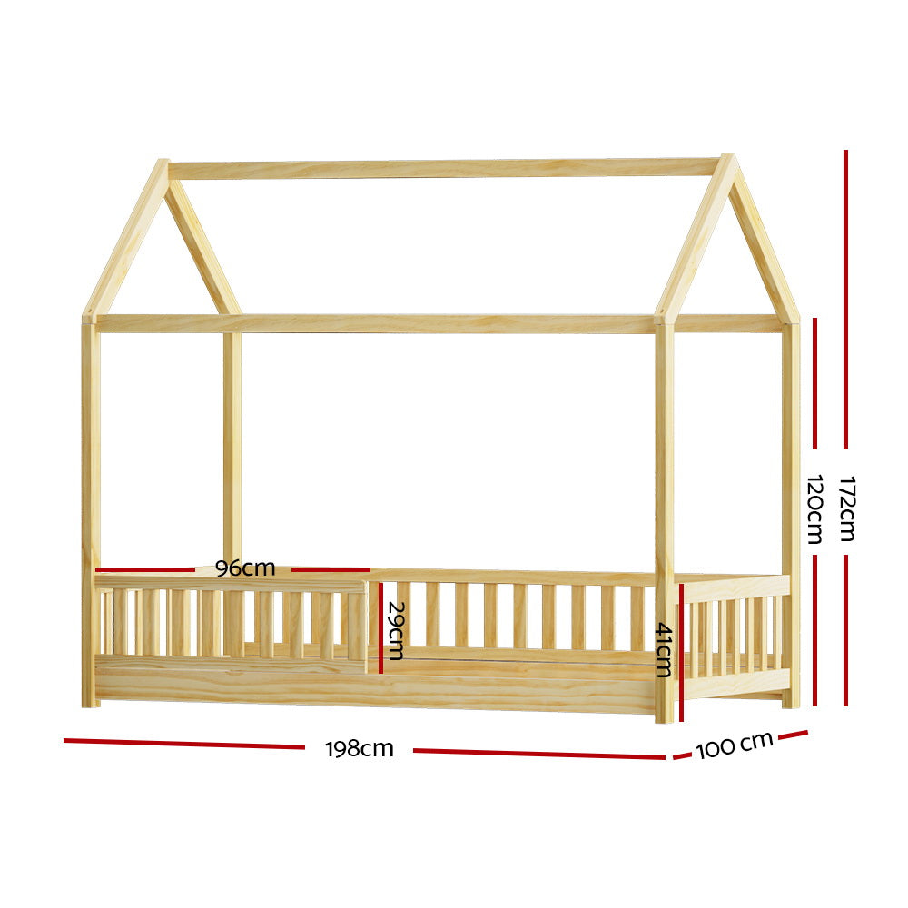 Wooden Bed Frame Single Size House Frame Pine Timber Base Platform Oak