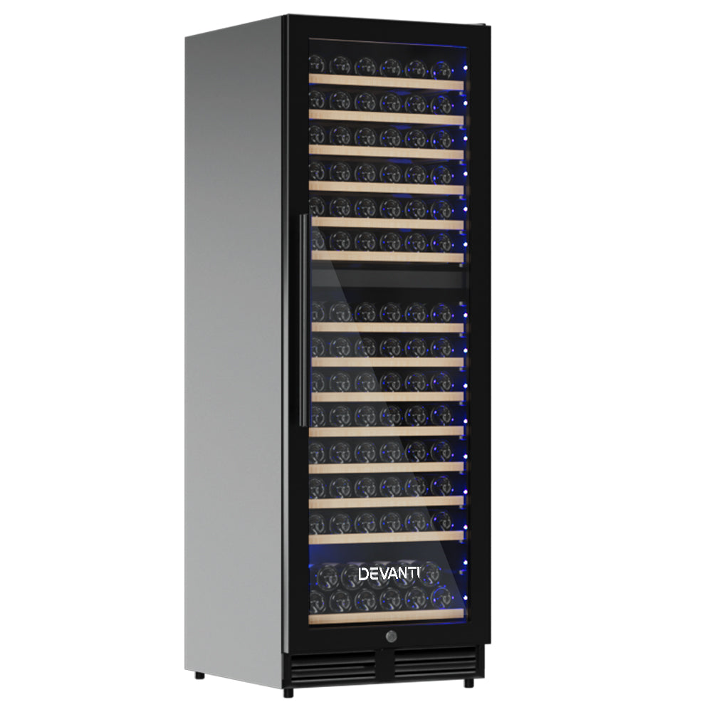 Devanti Wine Fridge Cooler Dual Zone 154 Bottles