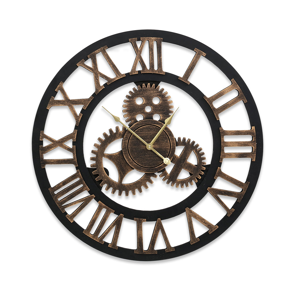 80cm Wall Clock Large Retro Roman Numerals Brown