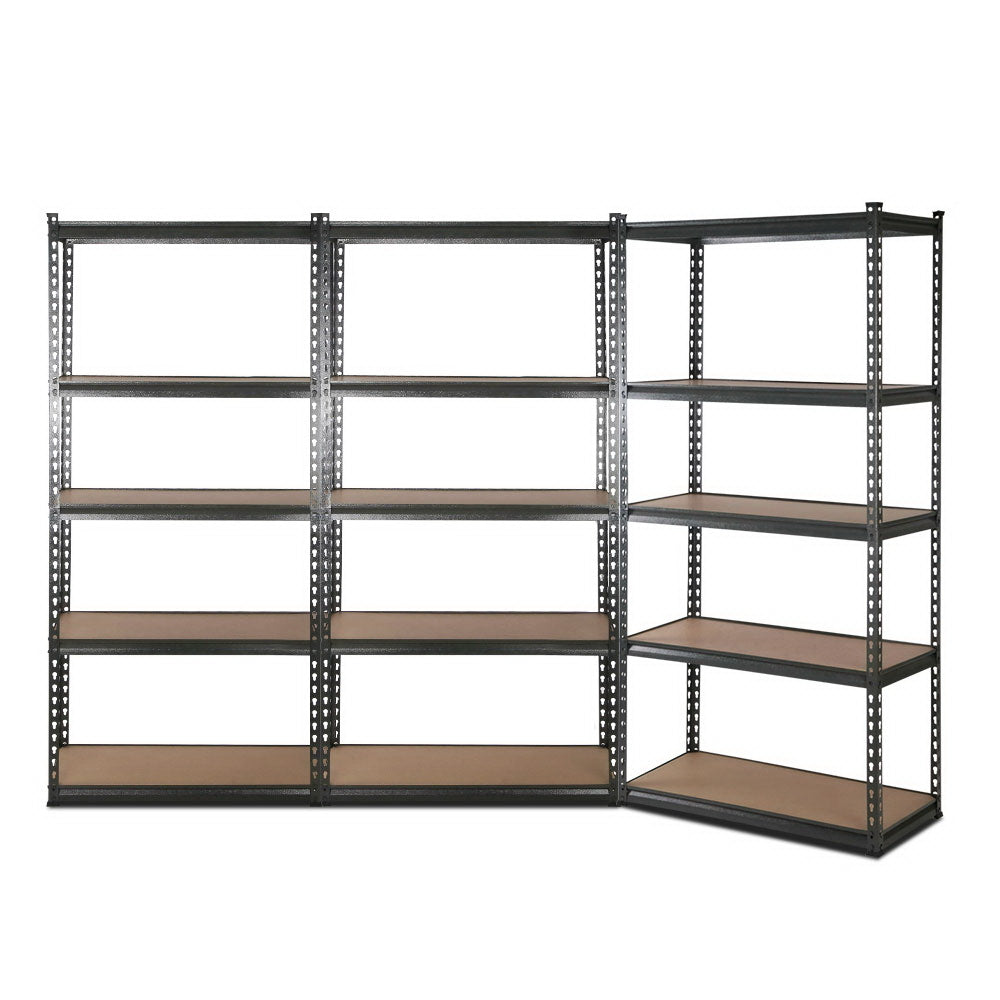 3x1.8M 5Shelves Steel Warehouse Shelving Racking Garage Storage Rack Grey