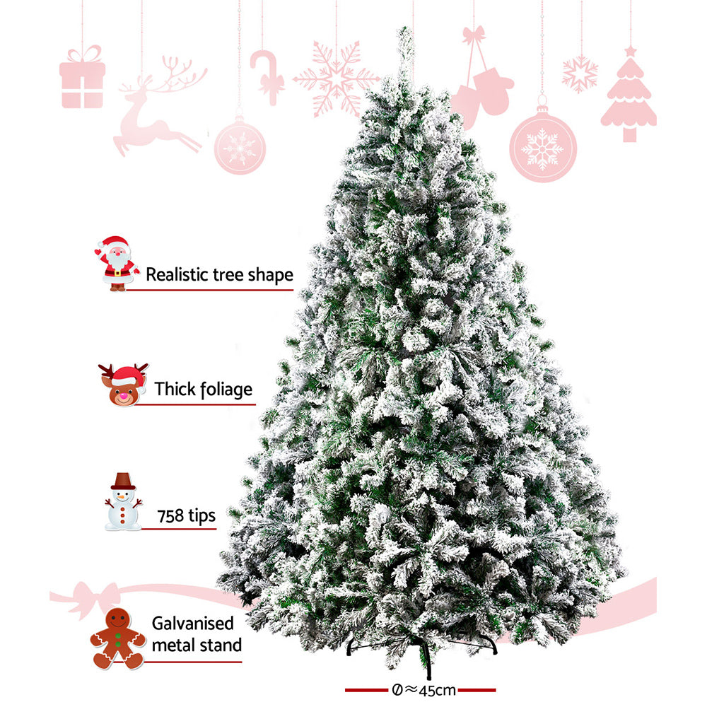 Jingle Jollys Christmas Tree 1.8M Xmas Trees Decorations Snowy 758 Tips