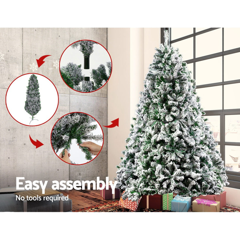 Jingle Jollys Christmas Tree 1.8M Xmas Trees Decorations Snowy 758 Tips