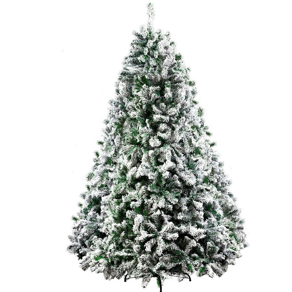 Christmas Tree 2.4M Xmas Tree Decorations Snow Flocked 1500 Tips