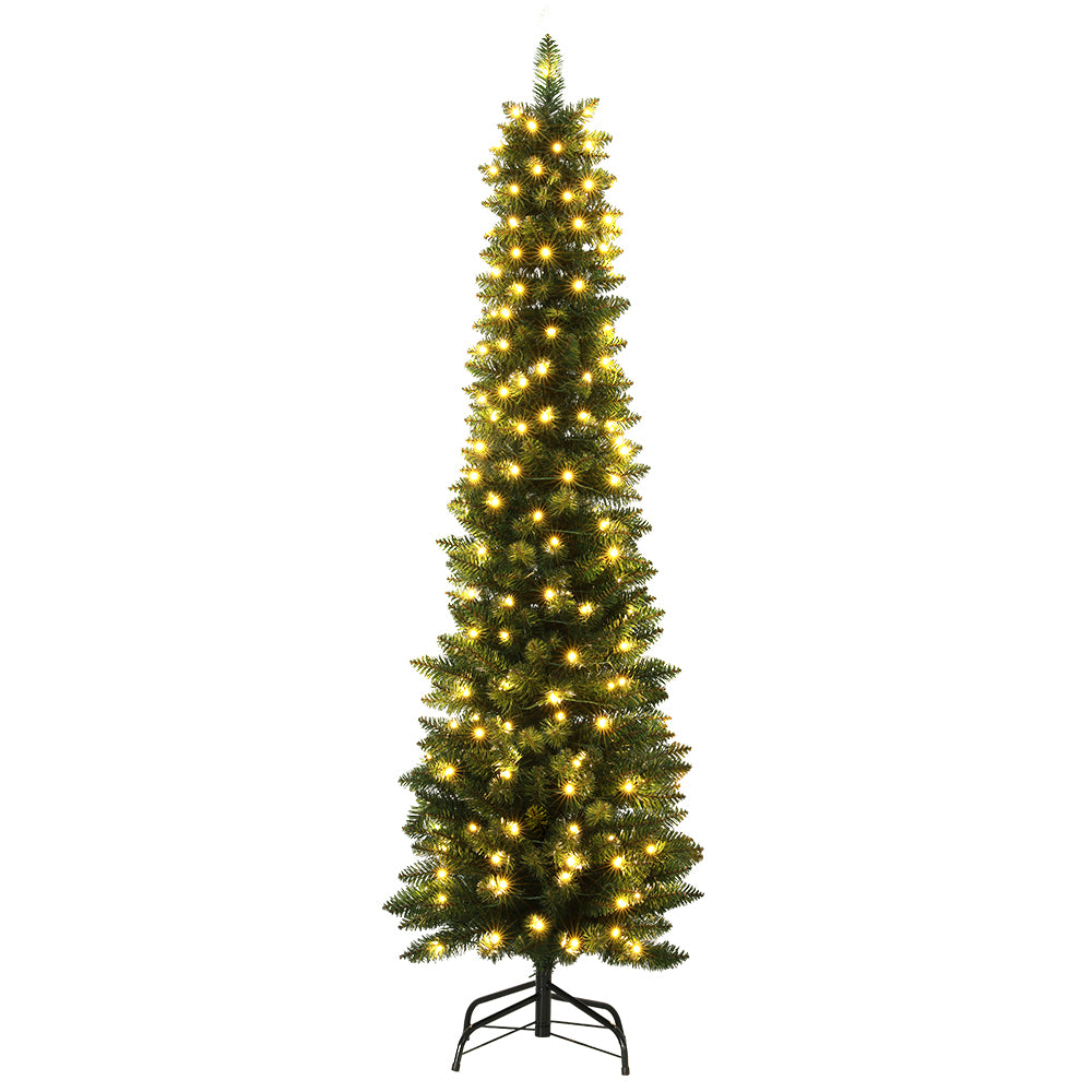 Jingle Jollys Christmas Tree 1.8m Pre-Lit 200 LED Lights Xmas Tree Decorations