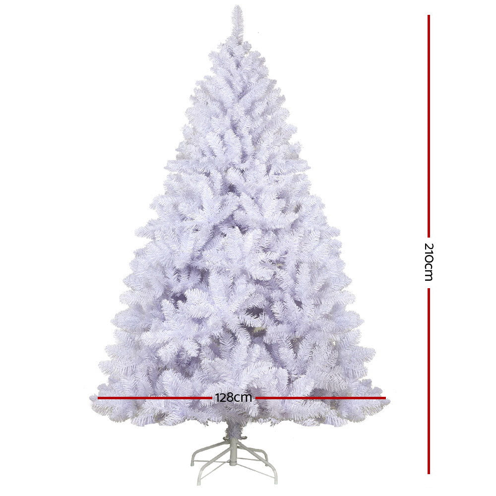 Christmas Tree 2.1m 1000 White Tips Xmas Tree Decorations