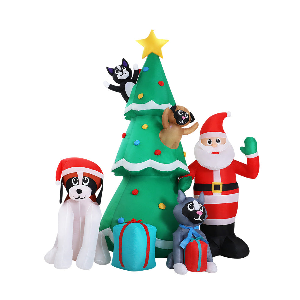 Jingle Jollys Christmas Inflatable Santa Tree 3M Illuminated Decorations