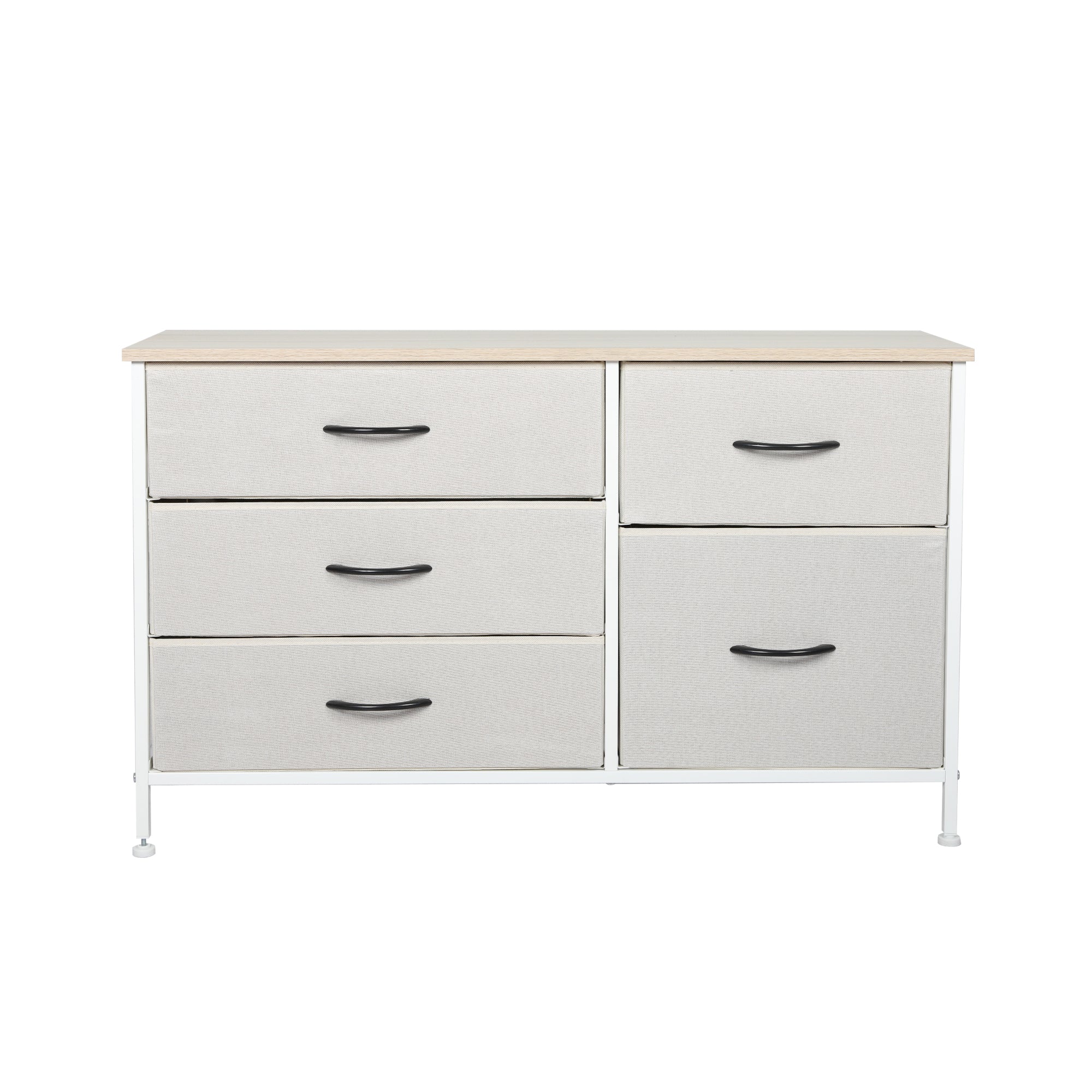 Storage Cabinet Tower Chest of Drawers Dresser Tallboy 5 Drawer Beige