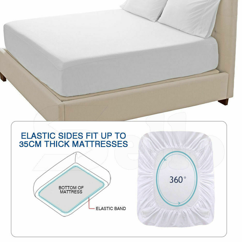 Terry Cotton Fully Fitted Waterproof Mattress Protector in Single Size