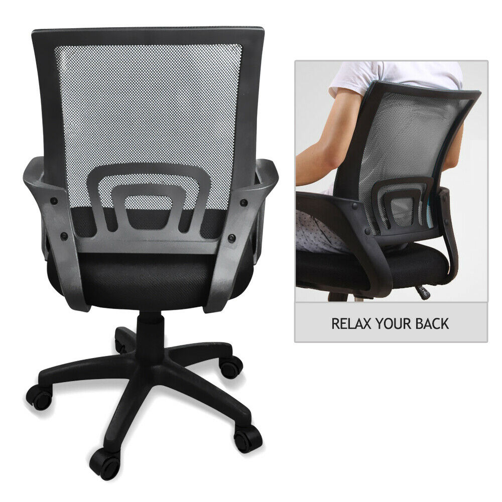 2 x Ergonomic Mesh Computer Home Office Desk Midback Task Black Adjustable Chair