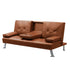 Adjustable Sofa Bed Lounge Futon Couch Leather Beds 3 Seater Cup Holder Recliner Brown