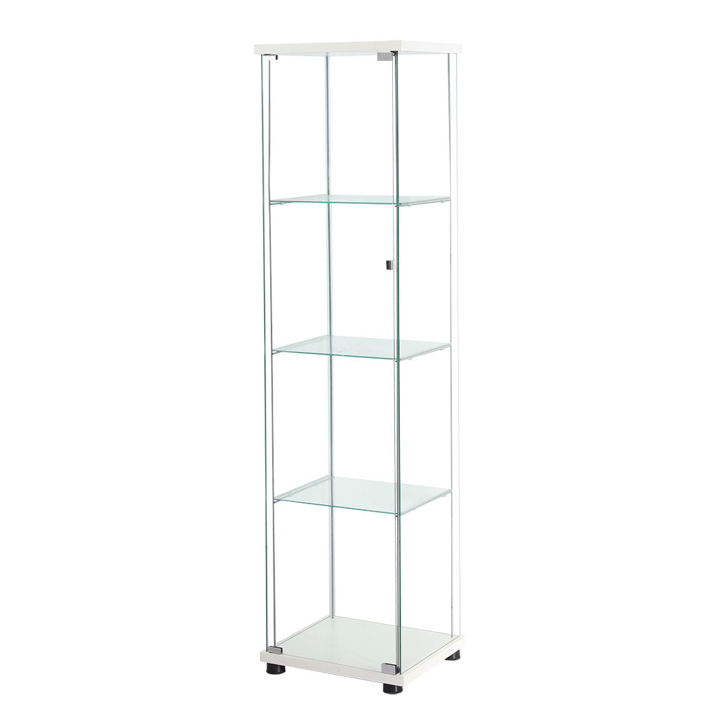 Display Cabinet Tempered Glass  4 Tier Shelves Lockable Magnetic Door