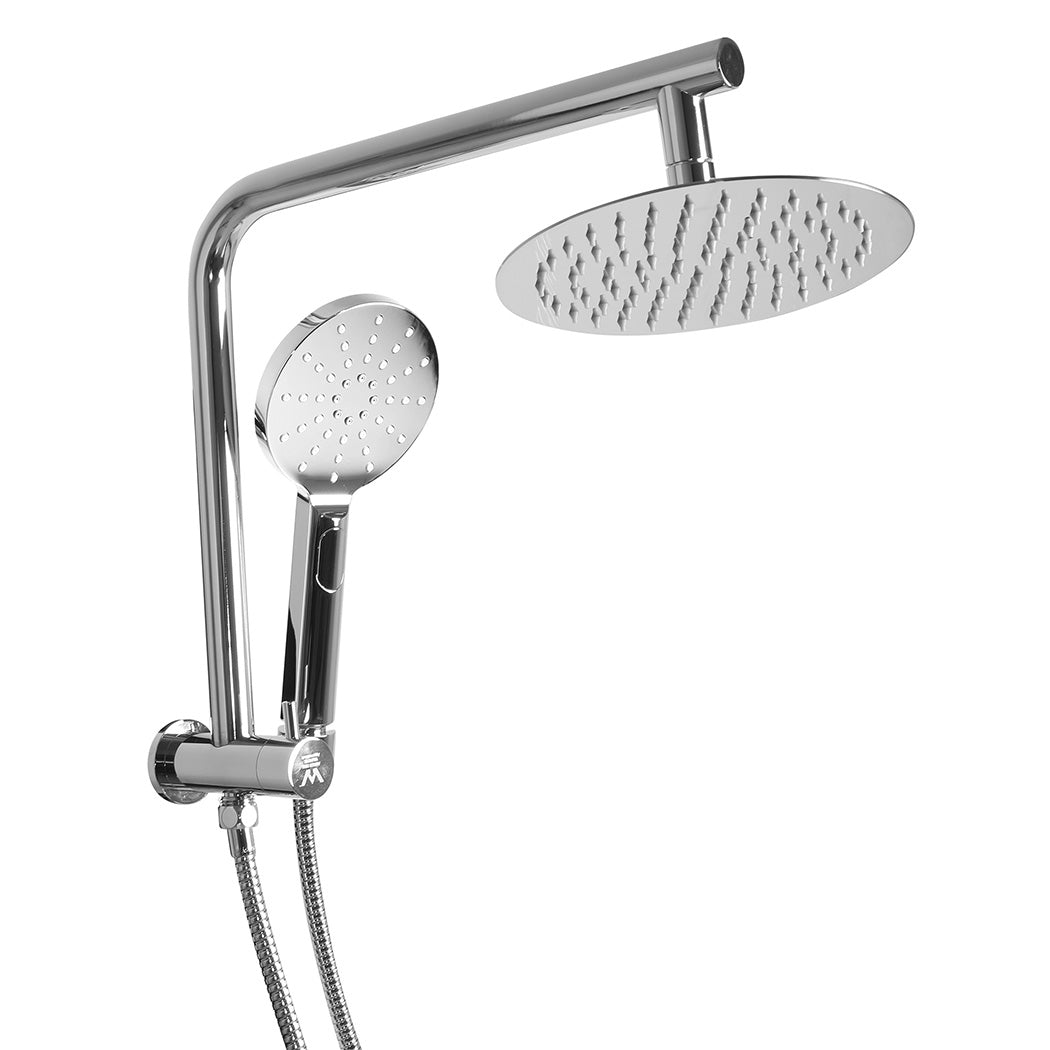 Shower Head High Pressure Set Rain Round Silver