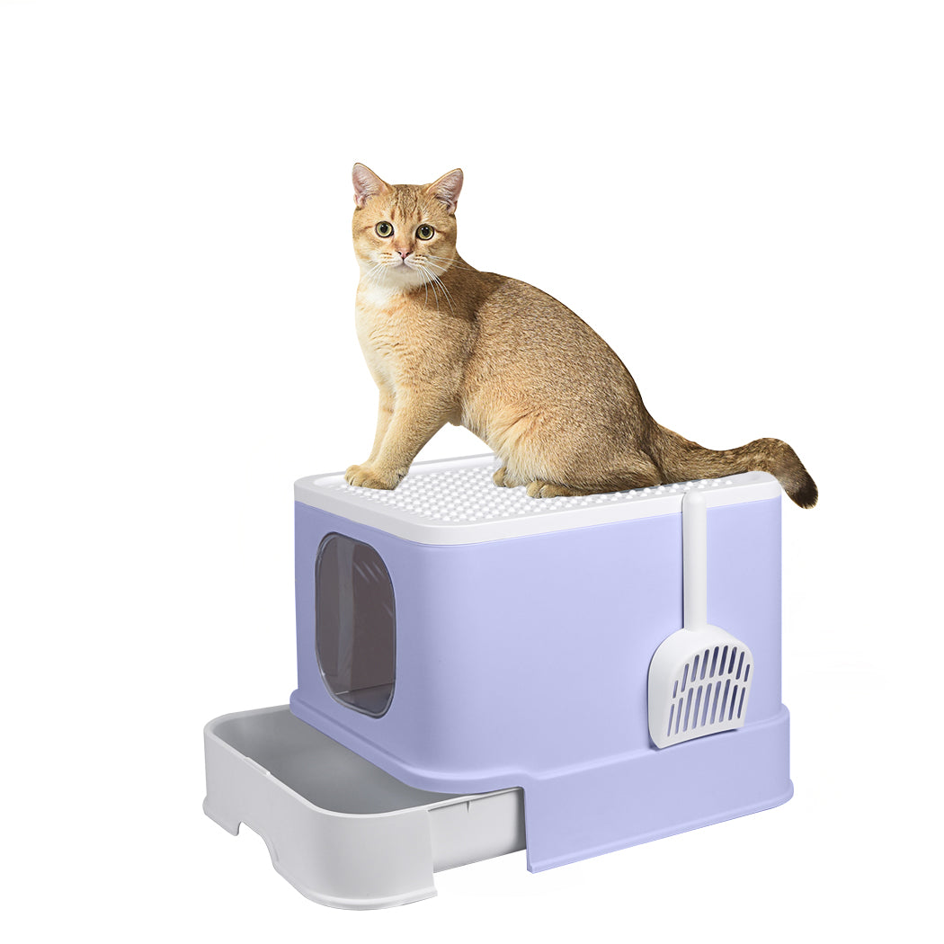 PaWz Cat Litter Box Fully Enclosed Toilet Purple