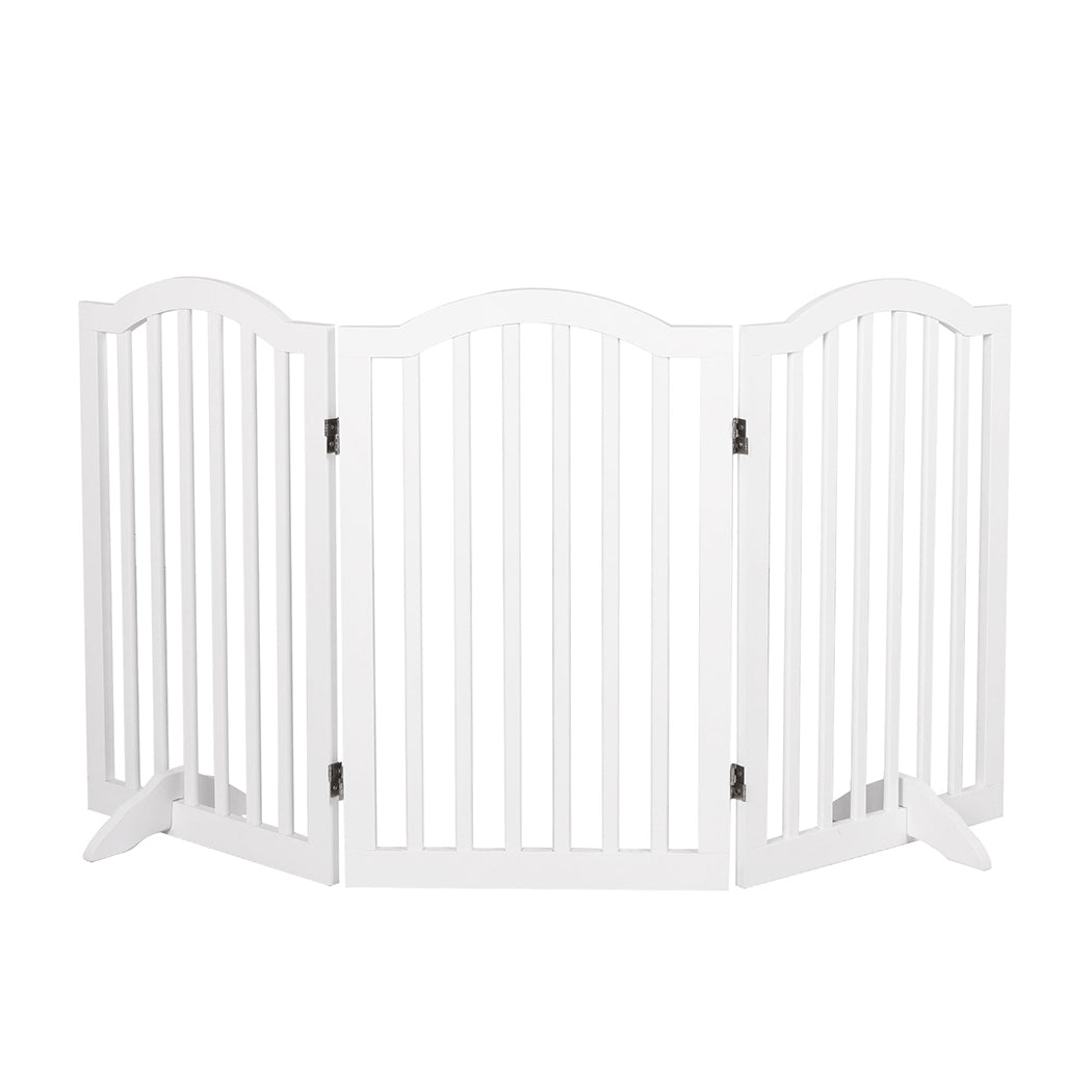 Wooden Pet Gate Dog Fence Safety Stair Barrier Security Door 3 Panels White