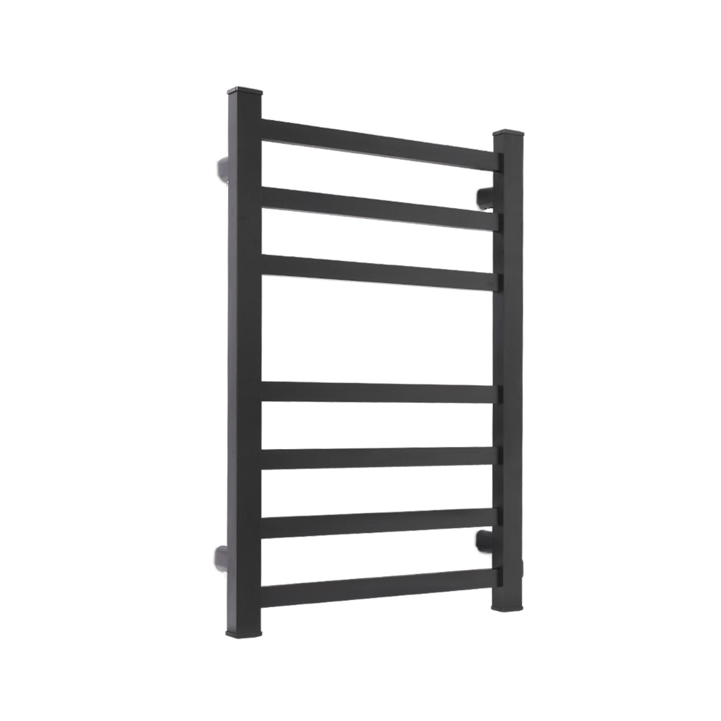 Heated Towel Rail Rack Bathroom Electric Rails 7 Bars 130W  Warmer Black