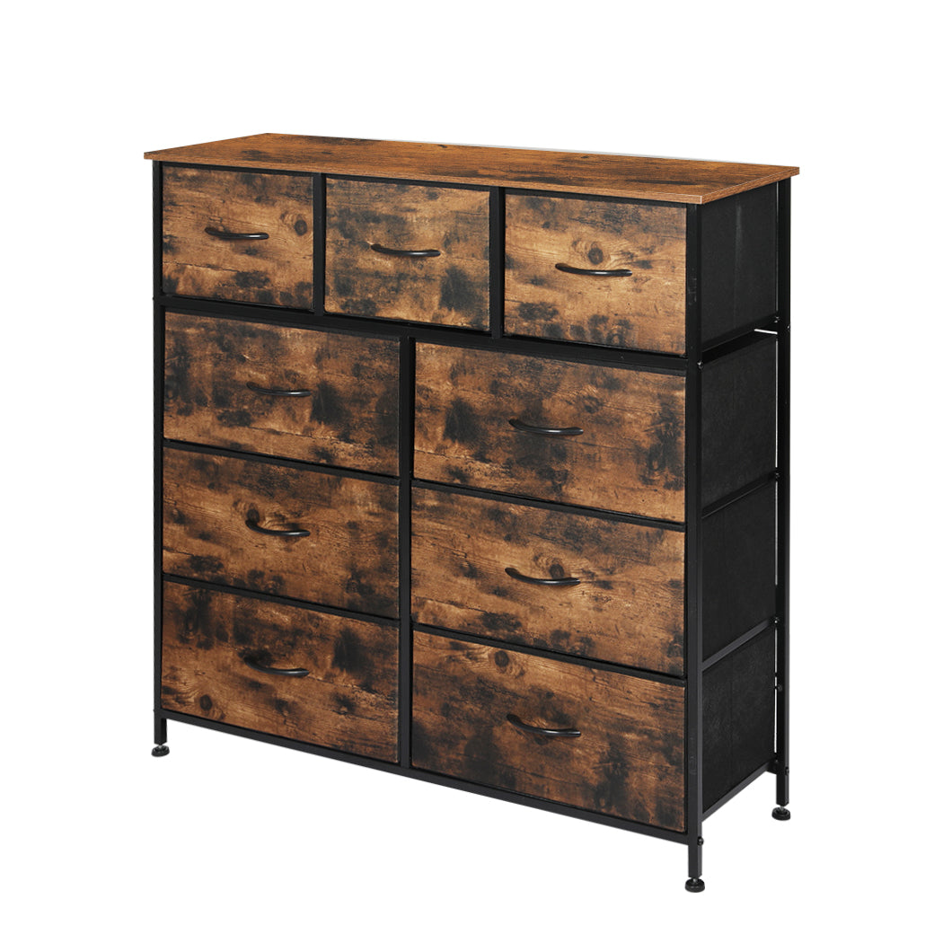 Storage Cabinet Tower Chest of Drawers Dresser Tallboy Drawer Retro Brown