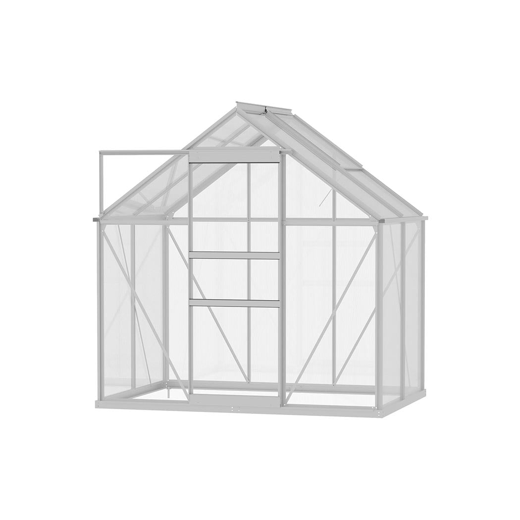 Greenhouse Aluminium Walk In Green House Garden Plant Shed PC 1.3x1.9x1.95m