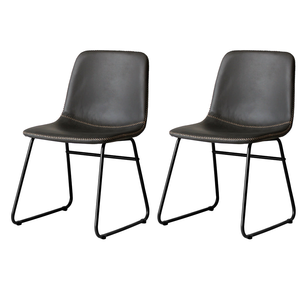 2x Dining Chairs Kitchen Table Chair Lounge Room Retro Padded Seat PU