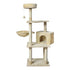 Cat Tree Toy Scratching Post Scratcher Tower Condo Wooden House Cream 130cm