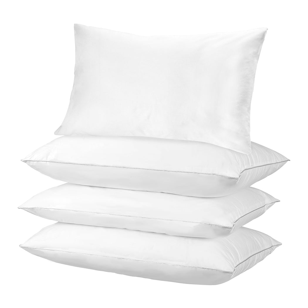 Pillows Bed 4 Pack Home Hotel Soft Family Cotton Cover Standard Size Firm