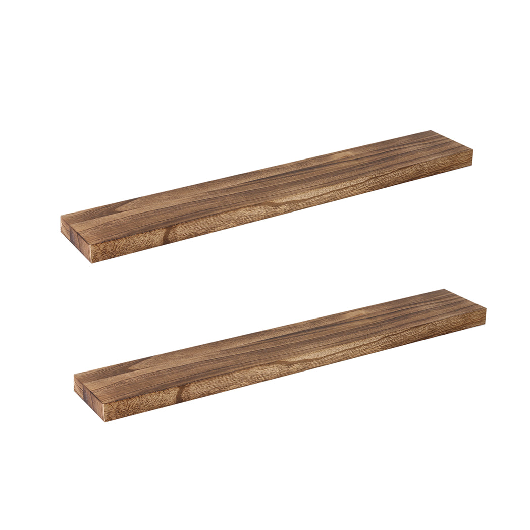 2Pcs Floating Shelves Wall Mounted Storage Solid Wood Display Shelf