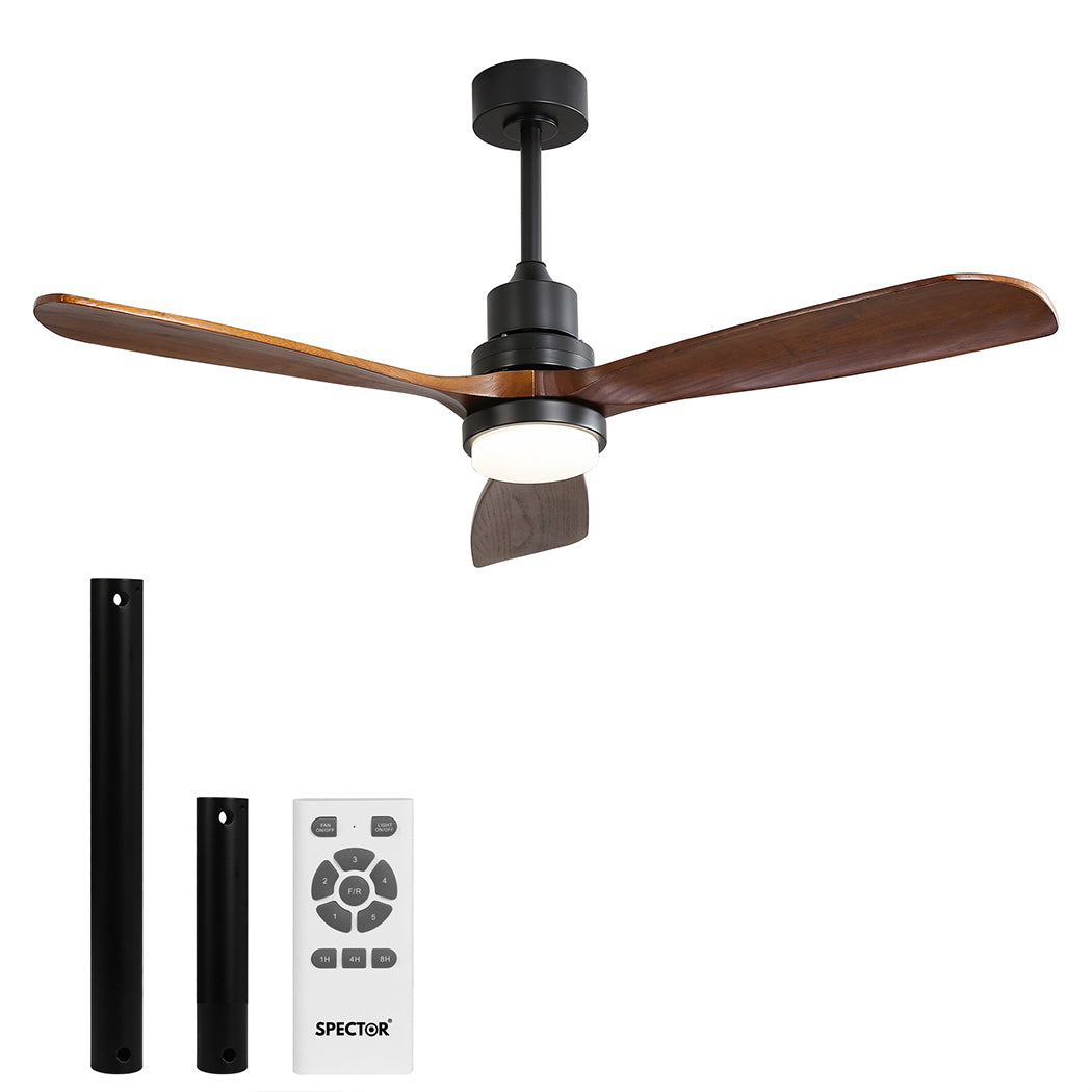 52'' Wood Ceiling Fan DC Motor with LED Light Remote Control 3 Blades