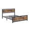 Metal Bed Frame Mattress Base Platform Wooden Industrial Queen Rustic