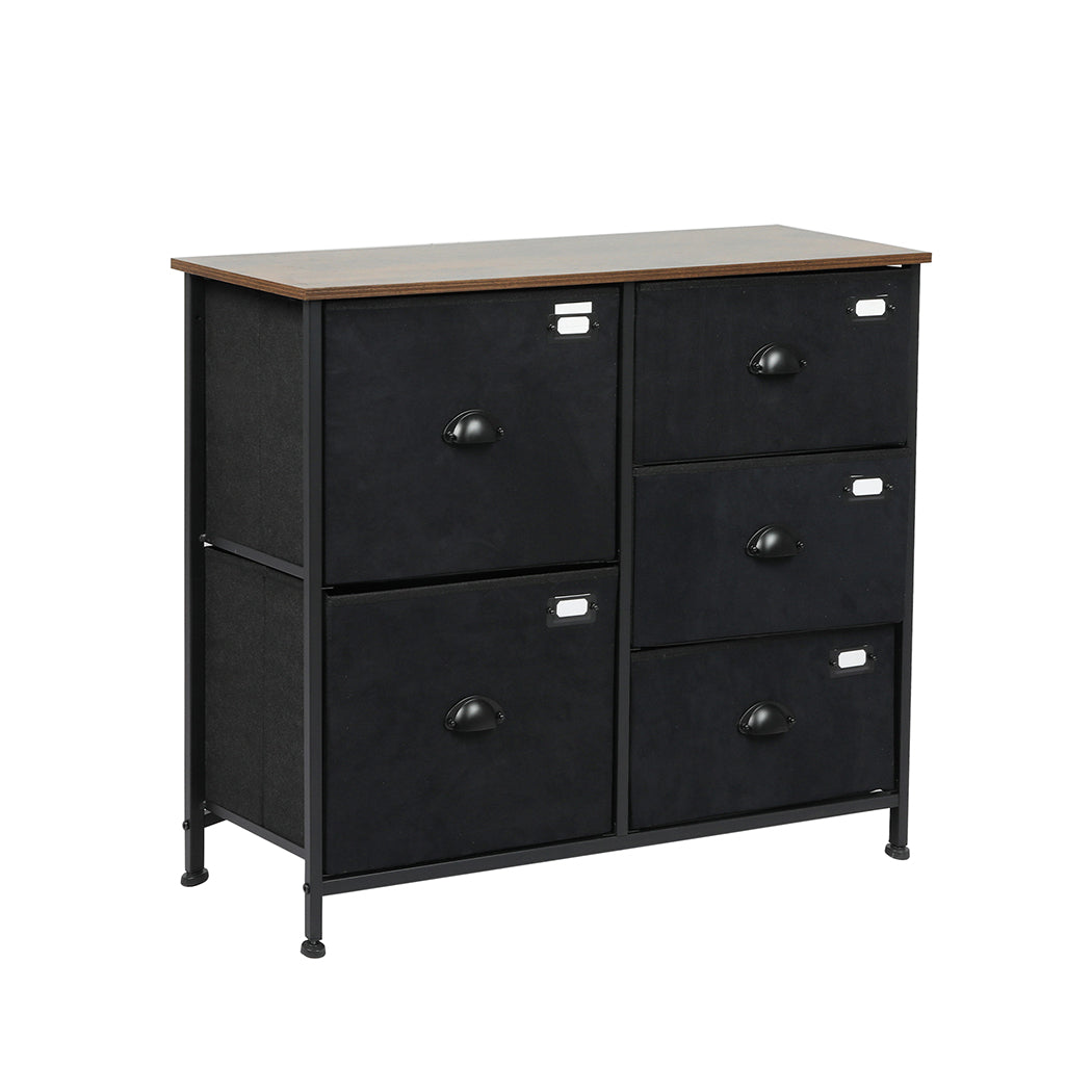 Chest of 5 Drawers Storage Cabinet Dresser Lowboy Organizer Suede Drawer