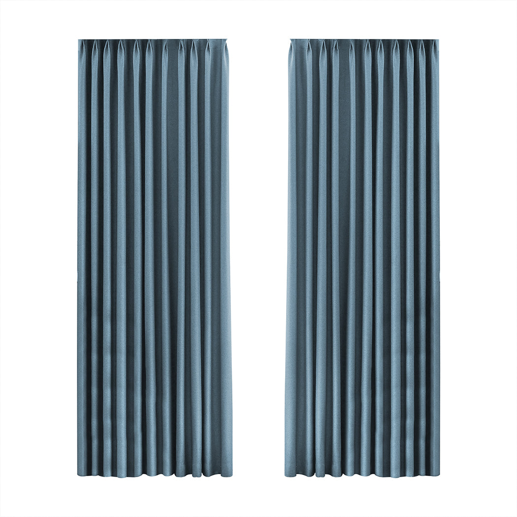 2 X Blockout Curtains Chenille  Blackout Draperies Eyelet Day 132x250 Blue