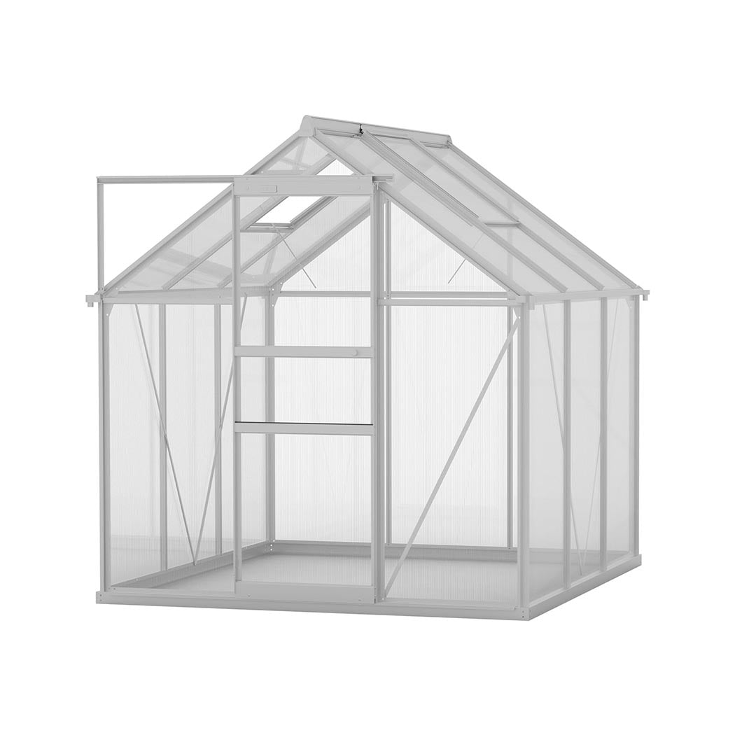 Greenhouse Aluminium Walk In Green House Garden Plant Shed PC 1.9x1.9x1.95m