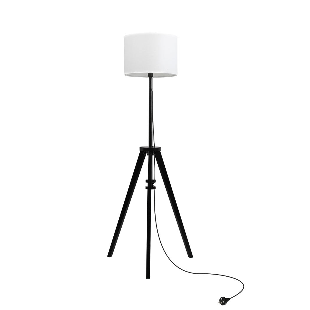 Wooden Floor Lamp Modern Tripod Shaded Night Light Adjustable Home Decor