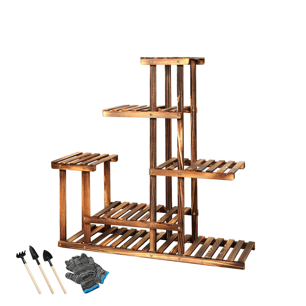 5-Tier Plant Stand Wood Wooden Pine Shelf Flower Pots Rack Indoor Garden