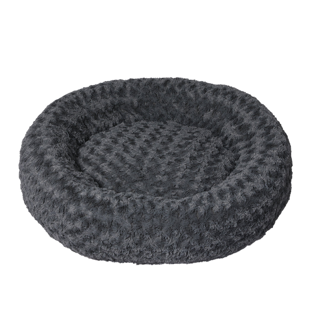 Calming Dog Bed Warm Soft Plush Pet Cat Cave Washable Portable Dark Grey M