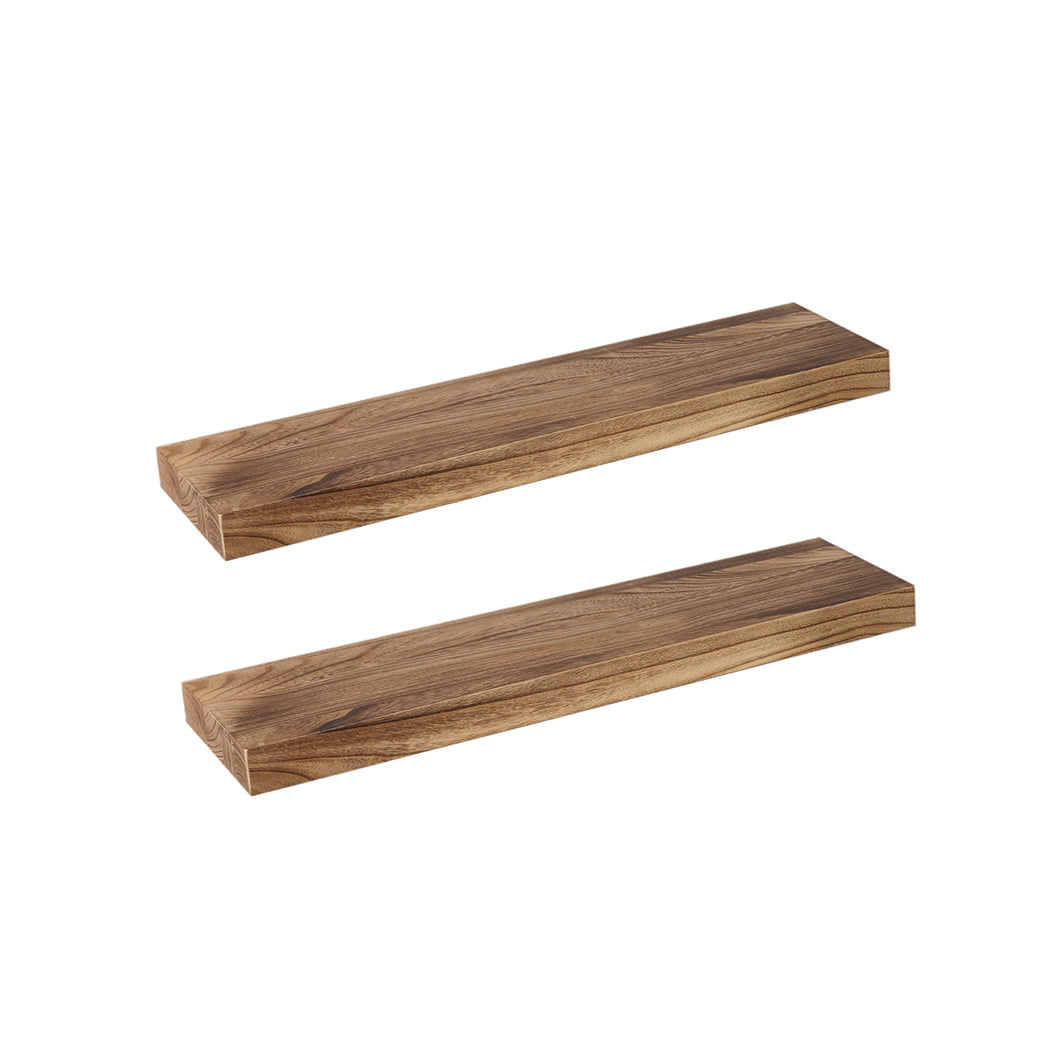 2 Pcs Floating Shelves Wall Mounted Storage Solid Wood Display Shelf