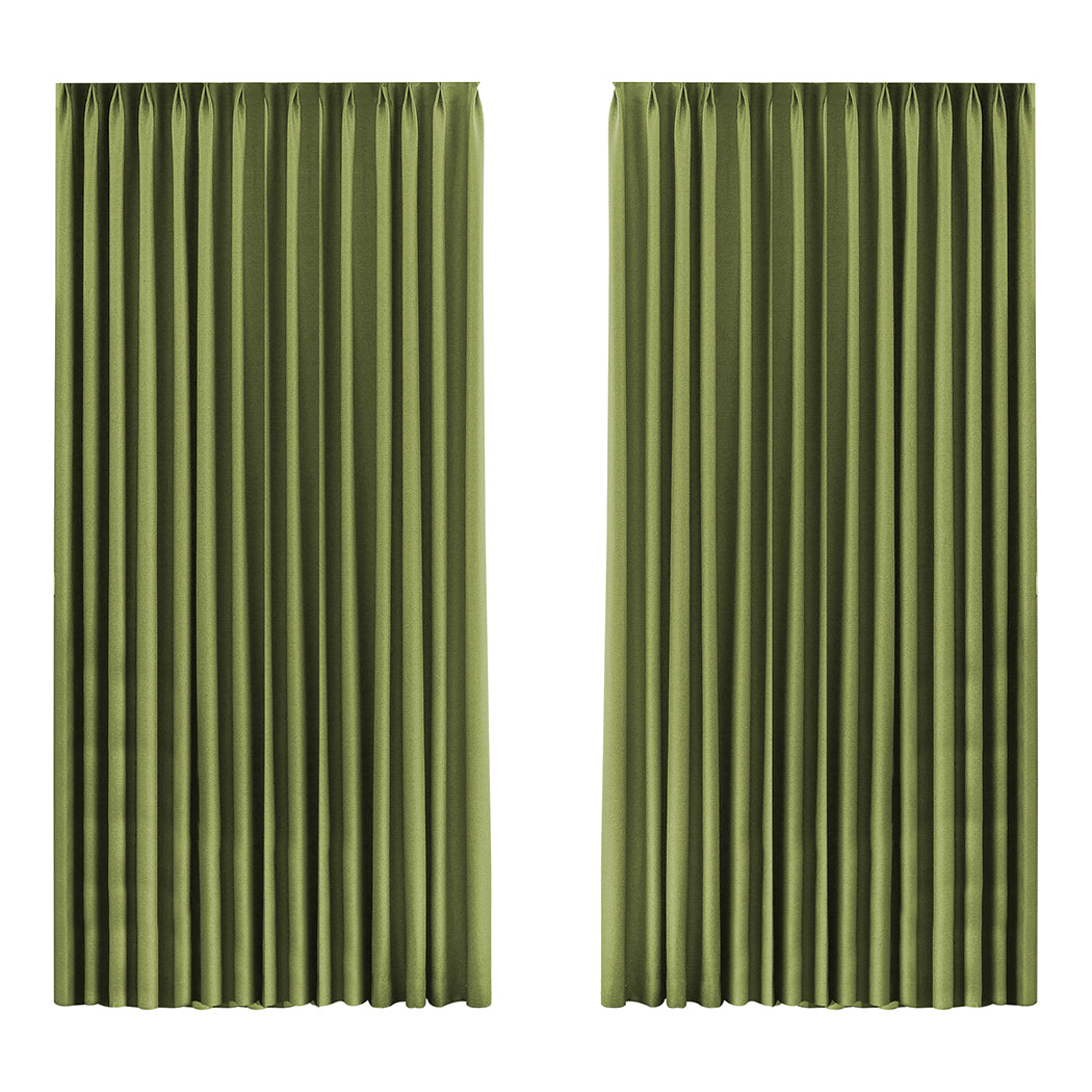 2XBlockout Curtains Chenille Blackout Draperies Eyelet Day 240x250 Green