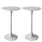 2x Bar Table Pub Tables Kitchen Marble Tulip Outdoor Round Metal White