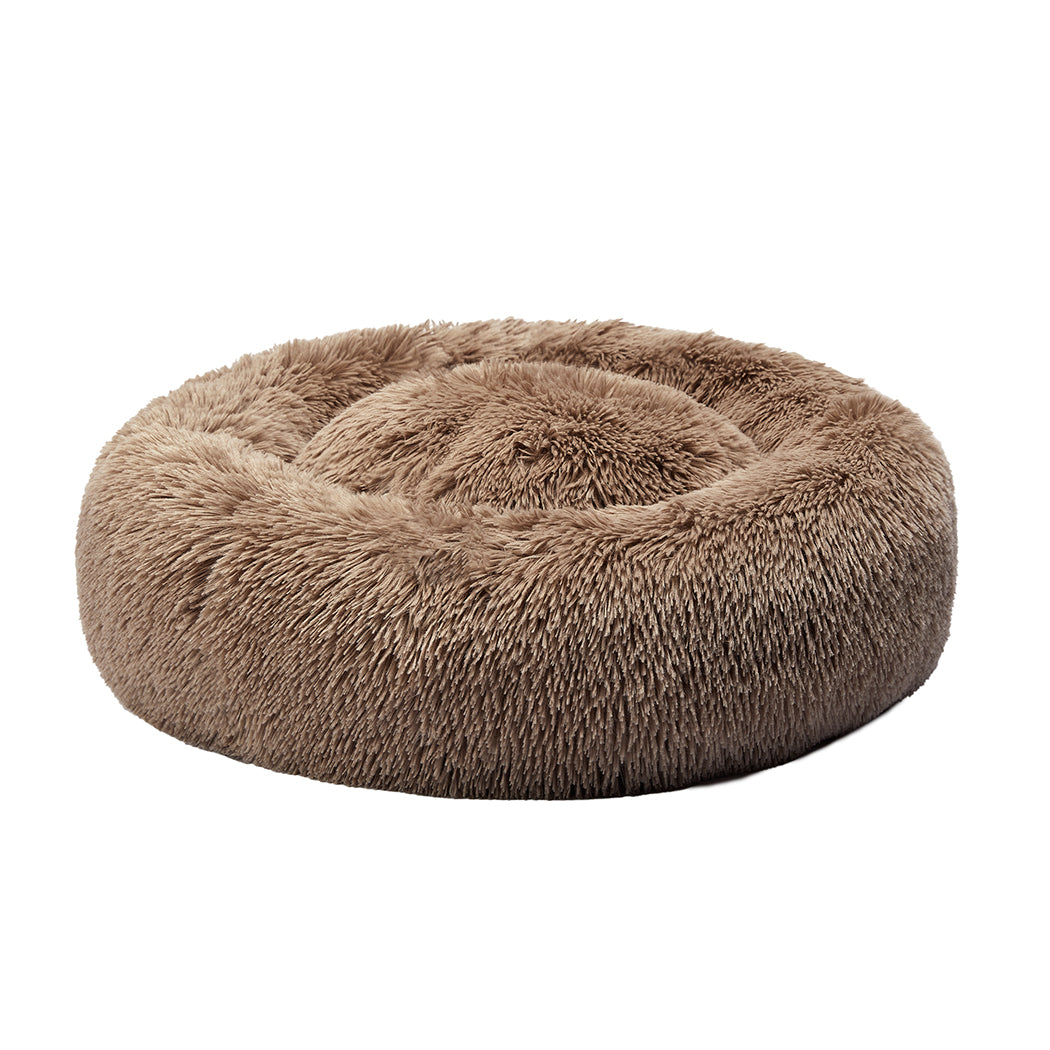 Pet Bed Cat Dog Donut Nest Calming Mat Kennel Cave Deep Sleeping Brown XXXL