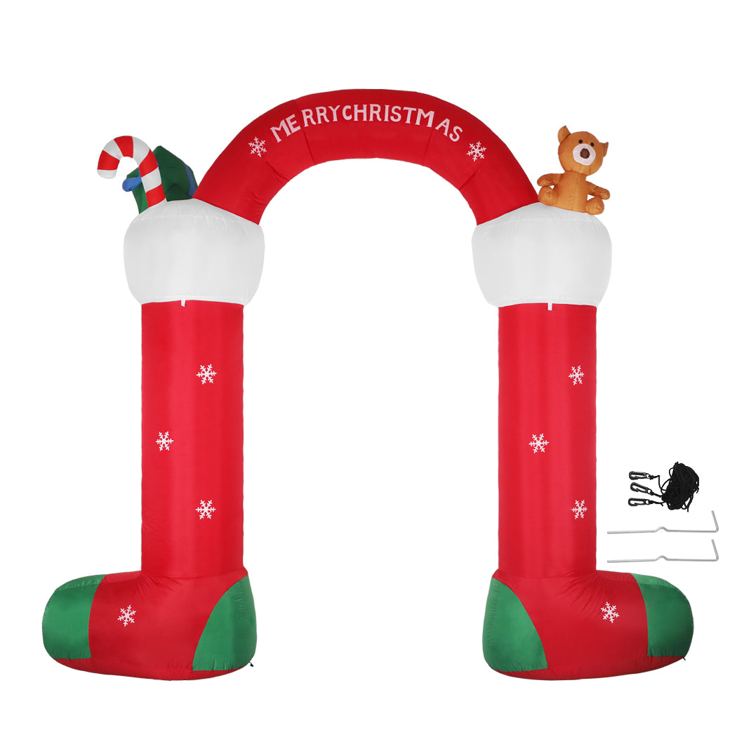 Christmas Inflatable Decor Stocking Arch 3M LED Lights Xmas Party