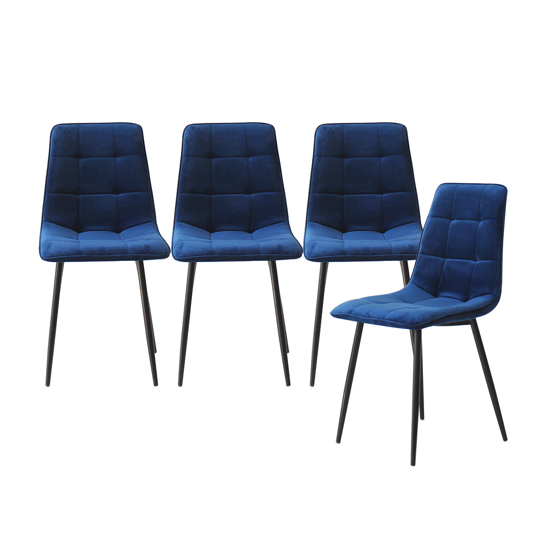 4x Dining Chairs Kitchen Table Chair Lounge Room Retro Padded Seat Velvet