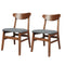 2xDining Chairs Kitchen Chair Natural Wood Linen Fabric Cafe Lounge