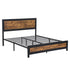 Metal Bed Frame Mattress Base Platform Wooden Rivets Drawers Double