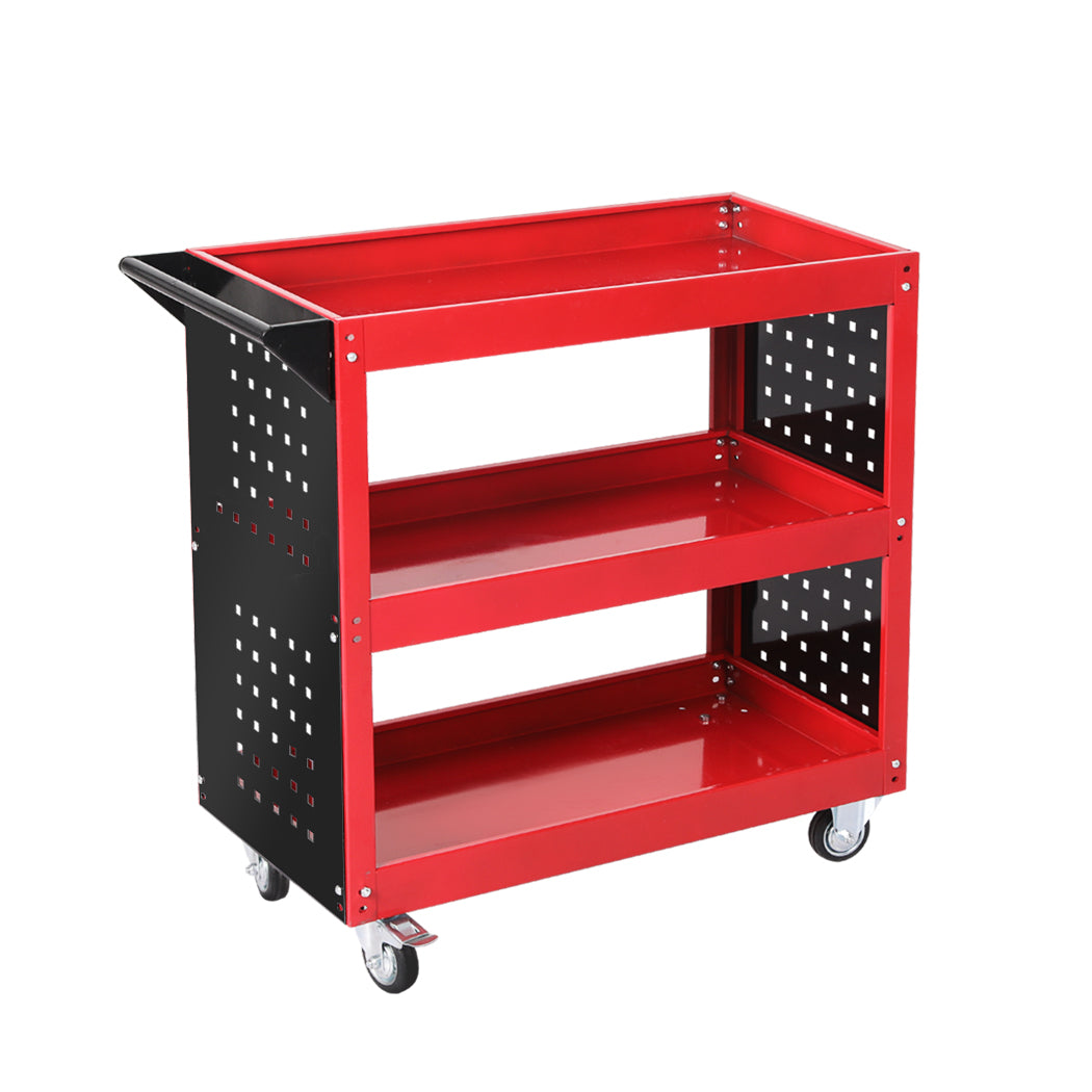 Tool Trolley Cart Workshop Storage Portable Steel Trolly Red