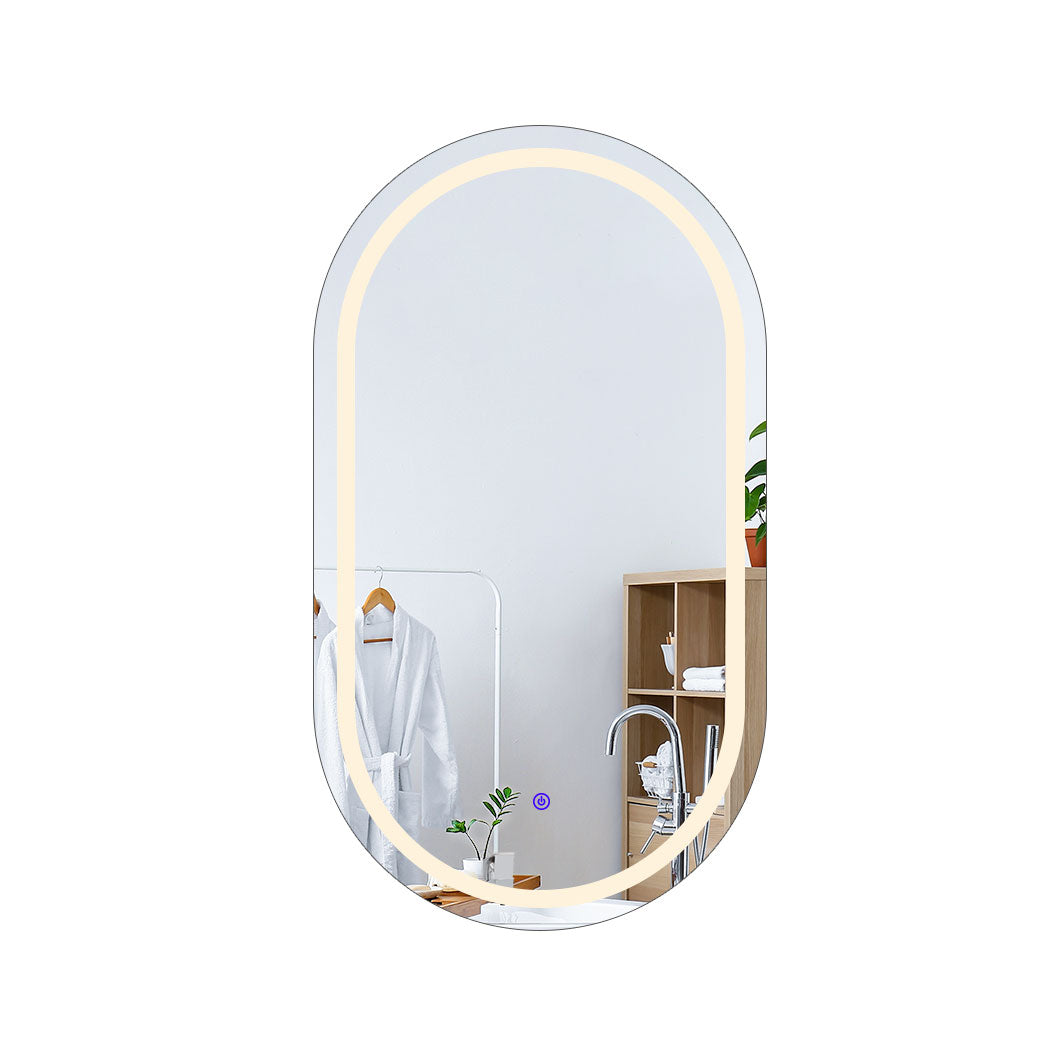 LED Wall Mirror Oval Anti-fog Bathroom Mirrors Makeup Light 50x90cm