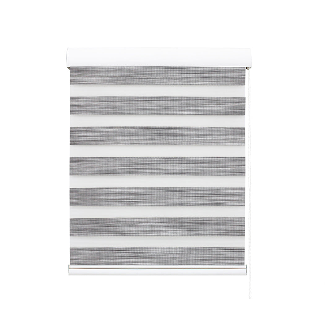 Blackout Zebra Roller Blind Curtains Double Window Sunshade 90x210 Grey